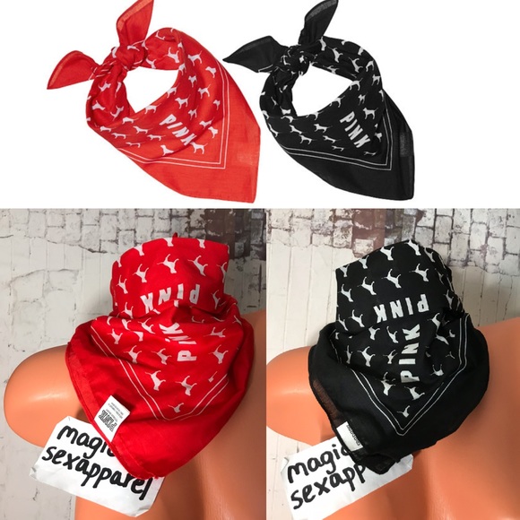 VS PINK 2 PC BANDANA SET HEADBAND LOGO HANKERCHIEF - Picture 1 of 5